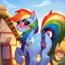 ai_generated animal_genitalia animal_pussy anus ass cutie_mark dock equid equine equine_genitalia equine_pussy female feral friendship_is_magic furry hasbro horse my_little_pony pegasus pony pussy rainbow_dash_(mlp) solo tail