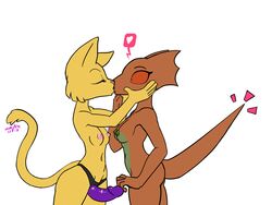 anthro argonian bethesda_softworks breasts dildo feline female fur furry iamzavok katia_managan khajiit kissing nipples nude oblivion prequel quill-weave scalie sex_toy strap-on tail_boner the_elder_scrolls video_games yuri