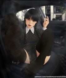 car feet foot_fetish inside_car kemono patreon socks tagme the_addams_family wednesday_(netflix) wednesday_addams