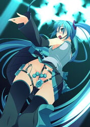 1girls anal anal_access anal_beads anal_insertion anal_only anal_only_chastity anus aqua_eyes aqua_hair ass bare_shoulders black_legwear bondage boots bottomless_skirt breasts chastity chastity_belt chastity_device clothed_masturbation clothing concert detached_sleeves dildo female female_chastity female_only female_penetrated foreshortening from_behind from_below hair_ornament hatsune_miku headphones hidden_vibrator high_resolution high_tech large_ass long_hair long_term_bondage masturbation microphone more_revealing_backside murakami_suigun nail_polish necktie no_panties open_mouth public pussy pussy_plug self_bondage sex_toys singing skirt skirt_lift small_breasts solo stealth stealth_masturbation stockings thighhighs tied_hair twintails upskirt very_long_hair vibrator vocaloid zettai_ryouiki