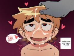 accurate_art_style alternate_version_available cum cum_on_face gay hand_on_head part_2 scott_pilgrim scott_w_pilgrim strawbeneva yaoi