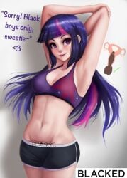 <3 1girls arms_behind_head arms_up black_shorts blacked blacked_clothing dolphin_shorts edit english_text equestria_girls female female_only hand_behind_head hasbro human humanized humanized_pony light-skinned_female light_skin long_hair minishorts my_little_pony pubic_tattoo purple_eyes qos qos_tattoo queen_of_spades shorts sirdegeneracy smile smiling snowbunny sports_bra tattoo the-park twilight_sparkle_(mlp) two_tone_hair