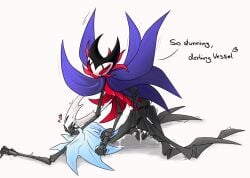 anthro bug cum cum_drip cum_inside cuntboy grimm_(hollow_knight) hollow_knight hollow_knight_(character) intersex male/ambiguous male/intersex restrained vaginal_penetration