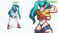 2girls animated ass big_ass big_breasts big_butt big_thighs blue_hair brazil brazilian brazilian_female brazilian_flag brazilian_miku breasts cyan_eyes cyan_hair dancing dark_skin female female_only geulimykun_(skbyunea413) hatsune_miku huge_ass huge_breasts huge_butt huge_thighs latin_american_hatsune_miku_(meme) long_hair looking_at_viewer mesmerizer_(vocaloid) mesmerizer_miku shirt shorts solo sunglasses tagme tan tan_body tanned tanned_female tanned_skin thick_hips thick_thighs thighs thong twintails video vocaloid yellow_shirt