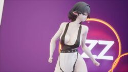 3d_animation animated ass black_hair breasts dancing female hoyosan jane_doe_(zenless_zone_zero) large_breasts mmd music nipples rat_ears short_hair solo sound tagme video voluptuous zenless_zone_zero