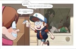 2boys 2girls ass_grab bent_over_table clothed_sex cuckold dialogue dipper_pines disney doggy_style ginger gravity_falls happy_sex mabel_pines matchattea nervous_smile ntr pale_skin pants_down red_hair robbie_valentino stealth_sex sweating wendy_corduroy