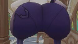 3d animated ass ass_focus ass_shake bare_shoulders blue_hair bodysuit female from_behind genshin_impact huge_ass jiggle kishi leaning leaning_forward pants short_hair solo tagme twerking video video yelan_(genshin_impact)