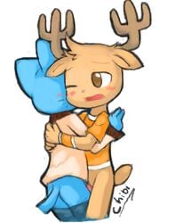 anthro cartoon_network cervine chibitracy couple cub deer doe feline female fur furry gumball_watterson horn hug interspecies lowres male nude penny_fitzgerald penny_fitzgerald_(before_canon_real_form) straight the_amazing_world_of_gumball young