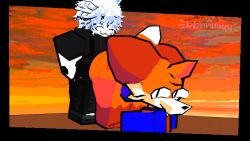 2boys 3d animated bb_(bbnnuuyy) bbnnuuyy bunny_boy clothed fox gay hot_dogging large_ass large_penis looping_animation made_using_roblox pixelated roblox robloxian soups_(superiorfox) sword_fights_on_the_heights tagme tail tailwag