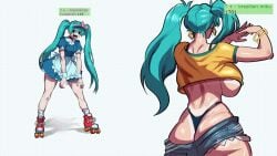 2girls animated ass big_ass big_breasts big_butt big_thighs blue_hair brazil brazilian brazilian_female brazilian_flag brazilian_miku breasts cyan_eyes cyan_hair dancing dark_skin female female_only geulimykun_(skbyunea413) hatsune_miku huge_ass huge_breasts huge_butt huge_thighs latin_american_hatsune_miku_(meme) long_hair looking_at_viewer mesmerizer_(vocaloid) mesmerizer_miku shirt shorts solo sunglasses tagme tan tan_body tanned tanned_female tanned_skin thick_hips thick_thighs thighs thong twintails vocaloid yellow_shirt