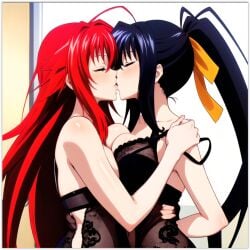 akeno_himejima high_school_dxd lesbian_couple lesbian_kiss lesbian_sex rias_gremory yuri yuri