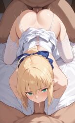 1girls ai_generated antenna_hair artoria_pendragon artoria_pendragon_(fate) cute deepthroat fate/grand_order fate/stay_night fate/zero fate_(series) fellatio green_eyes rengoart saber sexy sexy.ai sexy_body yellow_hair