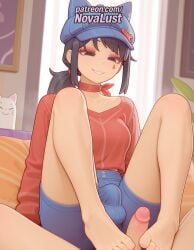 1futa 2025 ai_generated animal_hat artist_name barefoot cat_hat choker closed_eyes cock cool_mita_(miside) curtains dick erection facial_mark feet feet_fetish foot_fetish foot_play footjob futanari hat hi_res high_quality high_resolution highres intersex miside mita_(miside) novalust patreon patreon_username penis shirt shorts sitting smile solo_focus stable_diffusion toejob toes two-footed_footjob uncensored watermark