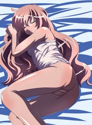 ashita_harere ass asu_hare asuhare bed blush camisole censored clothing flat_chest highres long_hair louise_francoise_le_blanc_de_la_valliere negligee pink_hair pussy set sleeping zero_no_tsukaima