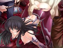 1girls ambiguous_penetration breasts cum erect_nipples from_behind green_eyes huge_breasts igawa_asagi kagami long_hair naughty_face ninja nipples pain rape sex taimanin_asagi taimanin_asagi_2 torn_clothes wet whip whip_marks wince