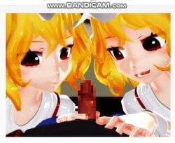 1boy 2girls animated blonde_hair censored cum cum_drip cum_in_mouth cum_inside dobe fellatio flandre_scarlet handjob looking_at_viewer no_sound oral penis pink_eyes tagme touhou video