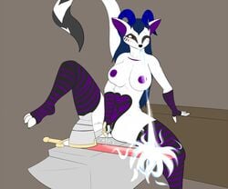 anthro bouchee canine cas dragon female female_ejaculation fur furry heartless husky hybrid kingdom_hearts masturbation pussy smith succubus sword sword_quest weapon