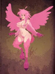 1girls af amber_eyes anthro big_breasts breasts corruption_of_champions female hair harpy nipples nude pink_hair pubic_hair pussy sophie_(corruption_of_champions) wings