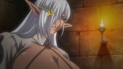 big_breasts breasts clothing dark-skinned_female dark_elf dark_elf_female dark_skin elf elf_female elf_hime_nina female_elf huge_breasts large_breasts miriya pointy_ears revealing_clothes screencap screenshot