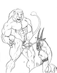 anthro balls black_and_white cum cum_on_face ejaculation erection facial feline fur furry gay lion male monochrome muscles orgasm penis sudonym