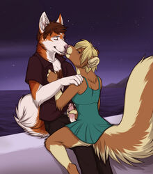 anthro canine couple dress female fur furry handjob interspecies kappy_(character) keihound kissing male penis romantic sitting skunk