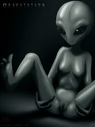 alien alien_girl big_eyes breasts female grey netherwulf nipples nude presenting_pussy pussy solo spread_legs spreading