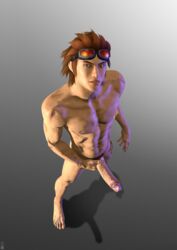 1boy 3d big_penis hwoarang male male_only namco nude orange_hair penis solo tekken veiny_penis