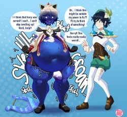 2boys androgynous belly_expansion blue_body blue_skin blue_skinned_male blueberry_inflation blueberry_juice body_inflation dahlia_(genshin_impact) dripping dripping_cum erection erection_under_loincloth genshin_impact hoyoverse inflation inflation_sequence male male_inflation male_only mihoyo navel ripped_clothing ripped_pants sequence smutstrut swelling thick_thighs thigh_expansion turning_blue venti_(genshin_impact) weight_gain weight_gain_male