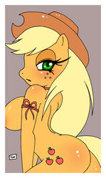 anthro anthrofied applejack_(mlp) ass big_breasts breasts cutie_mark equine female friendship_is_magic hat horse innocenttazlet looking_back mane my_little_pony nude pony sideboob smooth_skin