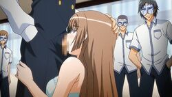 amagiri_haruna animated brown_hair censored fellatio hair hakudaku_mamire_no_houkago lowres oral wana_-hakudaku_mamire_no_houkago-