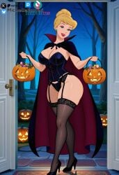 ai_generated cenicienta cinderella_(1950_film) cinderella_(disney) civitai corset costume disney disney_princess female garter_belt halloween heels lingerie michellesme night pumpkin stockings trick_or_treat vampire_costume vampire_girl