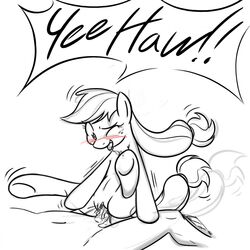 applejack_(mlp) black_and_white cum equine female friendship_is_magic horse human male monochrome my_little_pony no-ink penetration penis pony pussy sex smooth_skin straight text vaginal_penetration