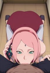 1boy 1girls :>= ai_generated bangs bed bed_sheet blowjob blush bodily_fluids boruto:_naruto_next_generations breasts cellphone cheating cheating_wife clothed_sex clothing cuckold dark-skinned_male dark_skin deepthroat dress facial_mark fellatio female forehead_mark green_eyes hairband headwear heels high_heels high_resolution holding_object indoors large_breasts light-skinned_female light_skin looking_at_viewer male male_pov mature mature_female medium_breasts milf naruto naruto_(series) netorare nipples ntr oral pants parted_bangs penis phone_call pink_hair pov red_hairband sakura_haruno saliva sex shirtless shirtless_male short_hair small_breasts solo_focus straight sweat talking_on_phone upper_body viewed_from_above