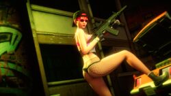3d 3d_(artwork) absurd_res absurdres ass assassin assault_rifle beautiful_female bracelet breasts briefcase cap car_hood car_hood_pose clothed_female denim_panties emotionless emotionless_female exposed_ass expressionless female female_assassin female_focus female_only fingerless_gloves fiona_campbell fishnet_pantyhose fishnets gigatron-666 heavenly_ass holding_rifle honey_select huge_ass jean_panties mature_female mature_woman muscle_car muscles necklace oblivious_sexualization original parody partially_clothed_female pink_bra red_hair short_hair sideboob sunglasses text tomboy unbothered vigilante