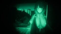 big_breasts blush breasts chains female hoodie no,_i'm_not_a_human no,_i'm_not_a_human_(meme) silentium1620 silya tagme vrchat vrchat_avatar