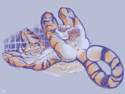 1boy anthro balls erection feline fur furry kaput male male_only penis solo tiger