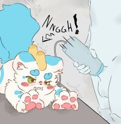 ambiguous_gender anal anal_sex asian_mythology balls blue_body blue_fur blush bodily_fluids clenched_teeth colored duo english_text fabulous_beasts fenz_(studio) feral fur genitals hi_res human izih lying male male/ambiguous mammal mythology non-euclidean_sex pawpads paws penetrable_sex_toy penetration penis pixie red_cheeks round_ears sex sex_toy shaking simple_coloring stretching teeth text tianlu_(fabulous_beasts) trembling white_body white_fur
