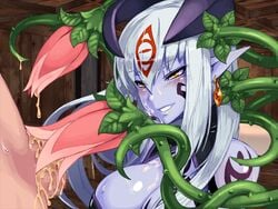 1boy 1girls alice_(mon-musu_quest!) blush blushing cum female flowerjob kenkou_cross lamia luka_(mon-musu_quest!) male monster_girl_quest monster_girl_quest_2 naga penis straight