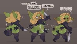 1girls 2025 absurd_res anal_fingering anal_penetration ass ass_slap big_breasts big_butt blonde_hair blue_eyes blush breasts cursed_item dialogue disembodied_hand english_text female female_only finger_fuck fingering goblin goblin_female green_body green_skin group hair hi_res huffslove huge_breasts huge_butt humanoid humanoid_pointy_ears living_clothes melee_weapon naked_footwear not_furry open_mouth original original_character pointy_ears pussy shortstack slapping_butt solo solo_focus spanking sword syllia_(huffslove) text the_armor_of_hands weapon