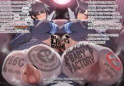 1boy 1boy2girls 2girls ai_generated ass ass_focus assjob atago_(azur_lane) azur_lane big_ass big_breasts breast_tattoo breasts bulge caption female femboy_on_female femdom femdom_caption from_behind grinding humiliation large_ass large_breasts looking_at_viewer looking_back male pov pov_male queen_of_spades takao_(azur_lane) tattoo tattoo_on_chest