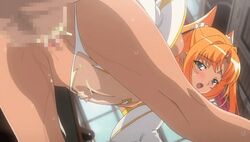 animated bent_over censored cum cum_inside futaba_lili_ramses leotard long_hair orange_hair penis sweat tentacle_and_witches