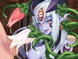 1boy 1girls alice_(mon-musu_quest!) cum female flowerjob kenkou_cross lamia luka_(mon-musu_quest!) male monster_girl_quest monster_girl_quest_2 naga straight