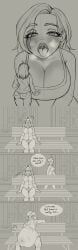 alice_(tomodachi_life) anne_(tomodachi_life) comic comic_page did_you_want_to_talk? dream giantess giantess_vore grayscale hyper hyper_belly meme mii nintendo papalotlart same_size_vore sequence soft_vore speech_bubble text text_bubble tomodachi_life tomodachi_life:_living_the_dream vor3lov3r vore vore_belly