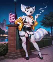 ai_generated alien alien_futanari bealce breasts bulge bulge_through_clothing furry high_heels lombax pointy_ears prostitute_futanari prostitution ratchet_and_clank ratchet_and_clank:_rift_apart rivet_(ratchet_and_clank)