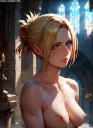 1girls 2d ai_generated annie_leonhardt areolae athletic athletic_female attack_on_titan big_breasts blonde_female blonde_hair blonde_hair blonde_hair_female blue_eyes_female chest completely_naked completely_nude completely_nude_female curvy curvy_figure cute cute_face detailed eyelashes eyeshadow female female_only fit fit_female focus hair high_quality legs light-skinned_female light_skin lips lipstick long_hair makeup mascara medium_breasts naked nero100 nipples nude nude_female pale-skinned_female pale_skin perky_breasts posing seductive seductive_look shingeki_no_kyojin stable_diffusion tagme thighs thin_waist