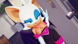 1girls anthro bat bat_wings blue_eyes breasts chiropteran eyeshadow female furry green_eyes looking_at_viewer makeup mobian_(species) nipples rouge_the_bat sonic_(series) sonic_the_hedgehog_(series) tongue tongue_out white_hair wings