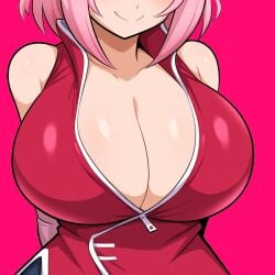 1girls ai_generated alternate_breast_size big_breasts breast_focus breasts chest close-up female huge_breasts large_breasts naruto novelai paulinebabe sakura_haruno solo