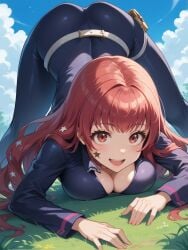 ai_generated bodysuit huge_ass huge_breasts jack-o_pose perfect_body ready_for_sex sexy stars_in_hair yunaka_(fire_emblem)