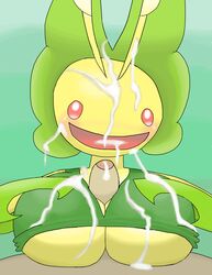 big_breasts breasts cum cum_covered female high_resolution human insects interspecies leavanny looking_at_viewer male paizuri pokemon pokephilia red_eyes smile source_request straight unknown_artist