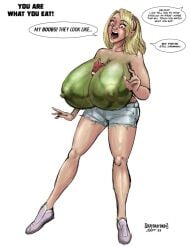 big_breasts boob_expansion breasts cartoon expansion female fruit growth melons transformation watermelon